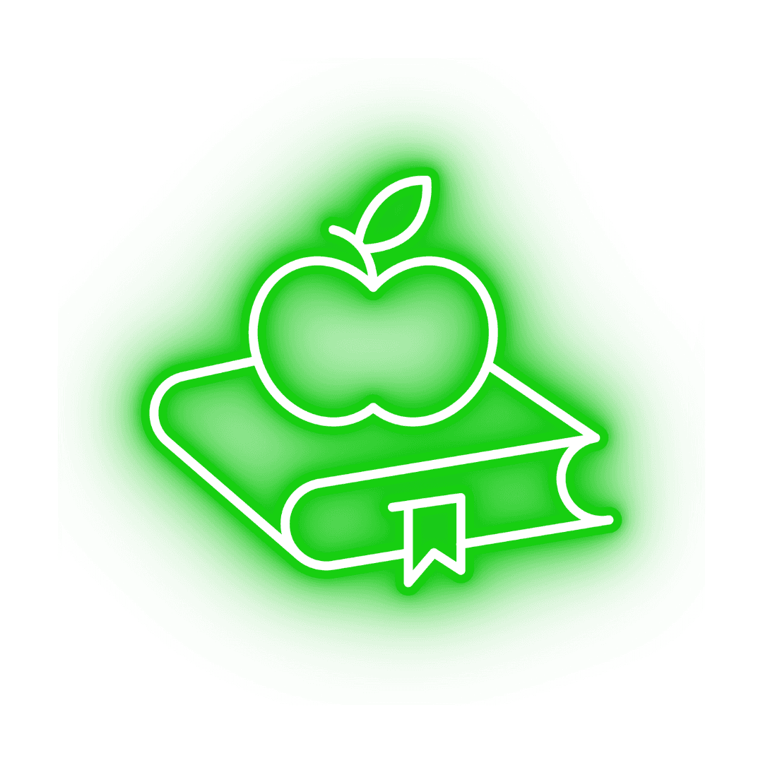 green image of apple on book